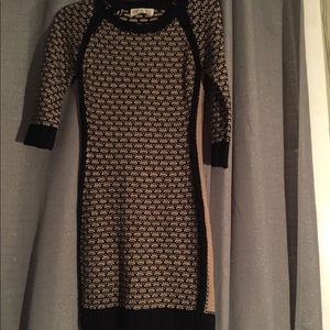 Cream and black sweater dress